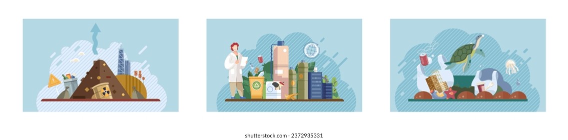 Water pollution. Vector illustration. Nature provides us with valuable resources and services should be protected from pollution Contamination water sources through industrial waste poses risk