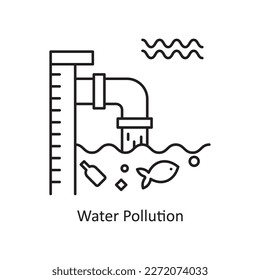 Water Pollution Vector Outline Icon Design illustration. Ecology Symbol on White background EPS 10 File