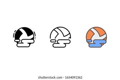 Water polo ball icon. With outline, glyph, and filled outline style