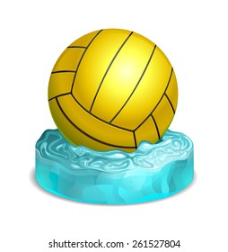 Water polo ball on water, vector illustration