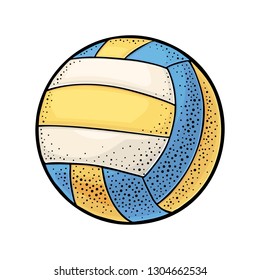 Water polo ball. Vintage engraving vector color illustration. Isolated on white background. Hand drawn design element for label and poster