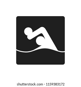 water polo black square logo symbol swimmer with ball on the white background athletics