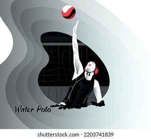 Water polo black and white illustration