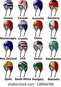 water polo caps with flags