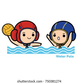 Water Polo Cartoon Vector illustration isolated on white background 