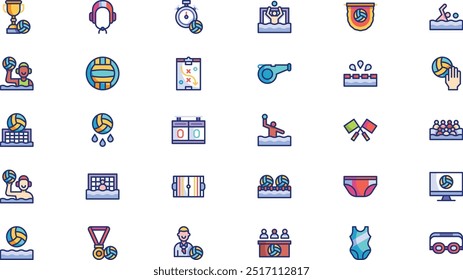 Water polo championship icon pack High-Quality Vector Icons Collection with Editable Stroke. Ideal for Professional and Creative Projects.