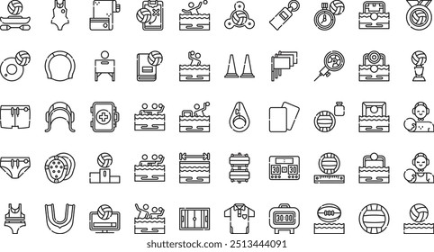 Water polo championship icons High-Quality Vector Icons Collection with Editable Stroke. Ideal for Professional and Creative Projects.