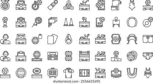 Water polo championship icons High-Quality Vector Icons Collection with Editable Stroke. Ideal for Professional and Creative Projects.