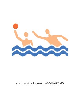 water polo color flat icon for digital and print projects.  Minimal clean icons for apps and websites. Modern simple icons for UI UX and branding
