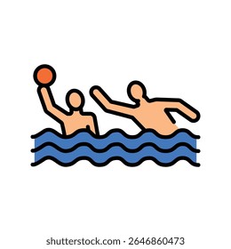 water polo color line icon for digital and print projects.  Minimal clean icons for apps and websites. Modern simple icons for UI UX and branding