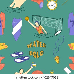 Water polo color pattern on blue background