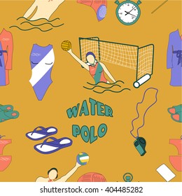 Water polo color pattern on orange background
