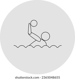 Icono de la competición de waterpolo. Señal deportiva. Arte de línea.