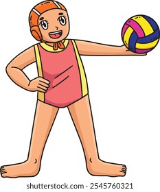 Water Polo Female Player Holding the Ball Clipart