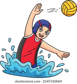 Jugador de waterpolo femenino que pasa el Clipart de la pelota