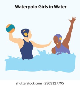 water polo girls in water flat vector