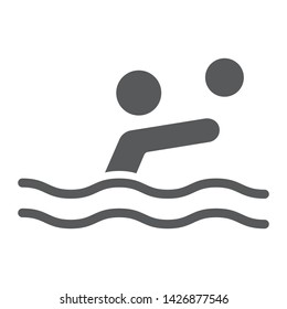 Water polo glyph icon, sport and water, swimmer with ball sign, vector graphics, a solid pattern on a white background, eps 10.