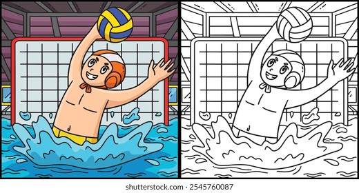 Water Polo Goalie Blocking the Ball Illustration