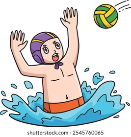 Water Polo Goalie Reaching Out the Ball Clipart