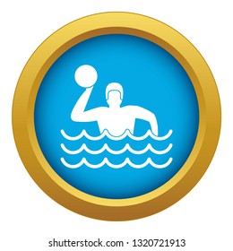 Water polo icon blue vector isolated on white background for any design