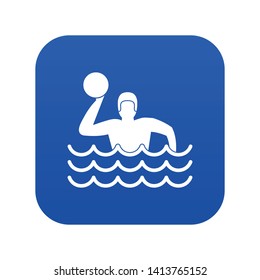 Water polo icon digital blue for any design isolated on white vector illustration