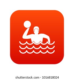 Water polo icon digital red for any design isolated on white vector illustration