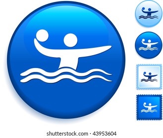 Water Polo Icon on Internet Button Original Vector Illustration