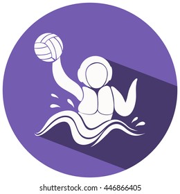 Water polo icon on round badge illustration