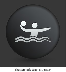 Water Polo Icon on Round Black Button Collection Original Illustration