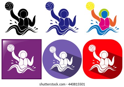 Water polo icon in three design illustration