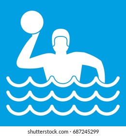 Water polo icon white isolated on blue background vector illustration