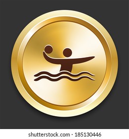 Water Polo Icons on Gold Button Collection