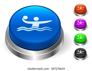 Water Polo Icons on Round Button Collection