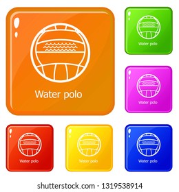 Water polo icons set collection vector 6 color isolated on white background