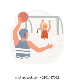 Water Polo Isolated Cartoon Vector Illustration. Family Playing Water Polo, Father Throwing A Ball To A Child, Swimming Pool Game, Summer Resort, Watersport, Aquatic Fitness Cartoon Vector.