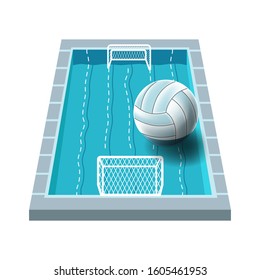 Water polo isolated icon, swimming pool with gates