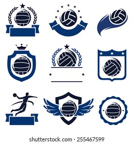 water polo labels and icons set. Vector