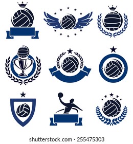 water polo labels and icons set. Vector