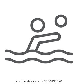 Water polo line icon, sport and water, swimmer with ball sign, vector graphics, a linear pattern on a white background, eps 10.