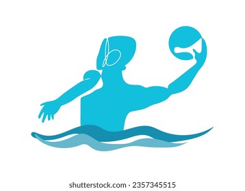 logo del waterpolo, ilustración de atletas jugando al waterpolo. El concepto de deporte acuático.