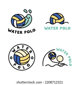 water polo logo kawaii doodle flat cartoon vector illustration