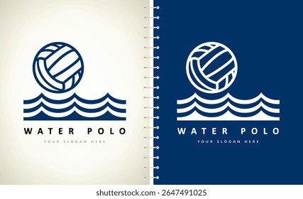 Water polo logo vector. Ball and wave. Sport design
