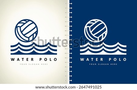 Water polo logo vector. Ball and wave. Sport design