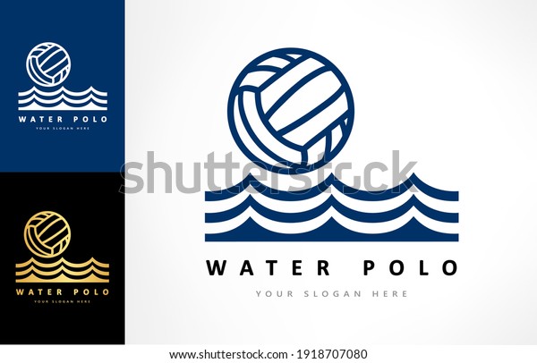 Water polo\
logo vector. Ball and wave. Sport\
design.