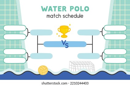 water polo match schedule border frame template kawaii doodle flat cartoon vector illustration