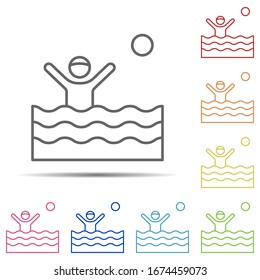 Water polo multi color icon. Element of swimming poll thin line icon on white background