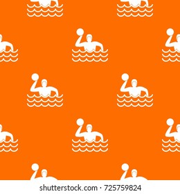 Water polo pattern repeat seamless in orange color for any design. Vector geometric illustration