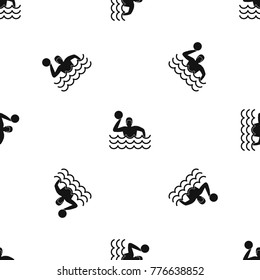 Water polo pattern repeat seamless in black color for any design. Vector geometric illustration