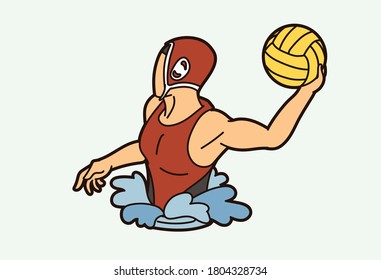 Water Polo player cartoon graphic vector