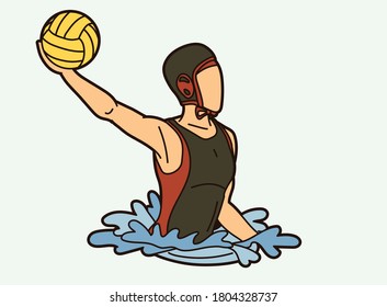 Water Polo player cartoon graphic vector